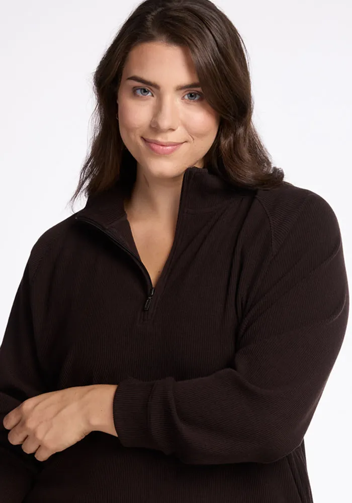 Quinn Ribbed 1/4 Zip • Final Sale Deals! - French Roast
