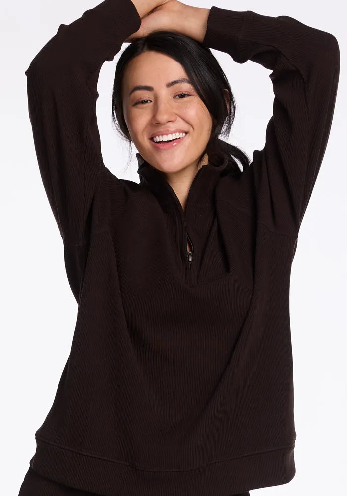 Quinn Ribbed 1/4 Zip • Final Sale Deals! - French Roast