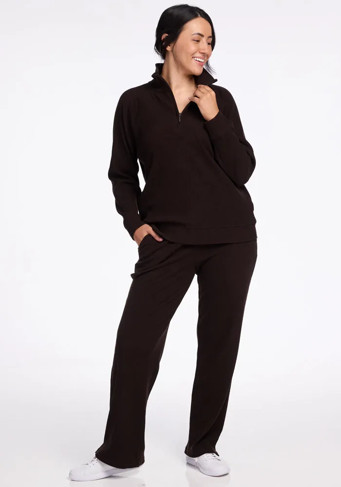 Quinn Ribbed 1/4 Zip • Final Sale Deals! - French Roast