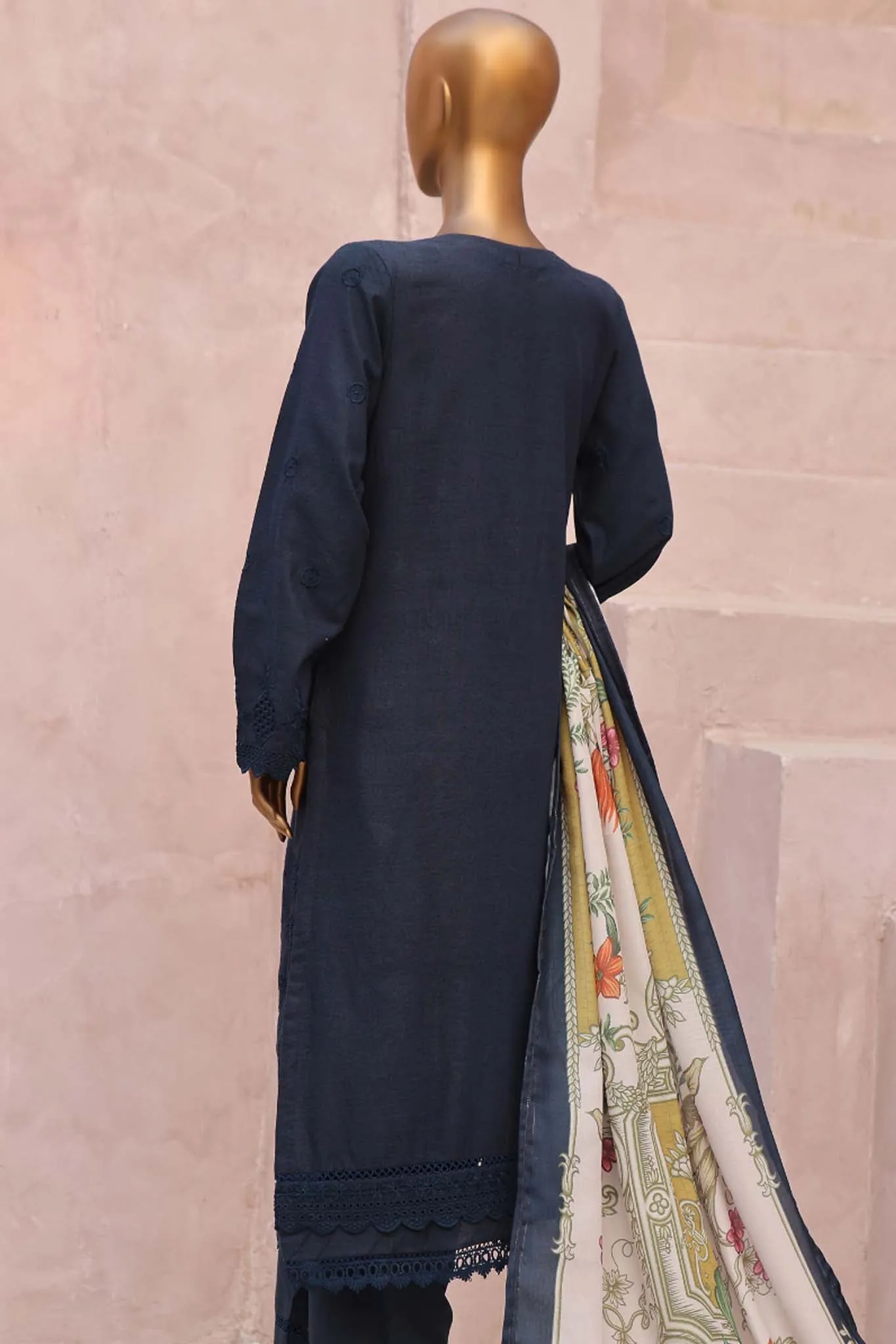 Sada Bahar Stitched 3 Piece Karandi Shawl Collection'2023-KCK-Blue