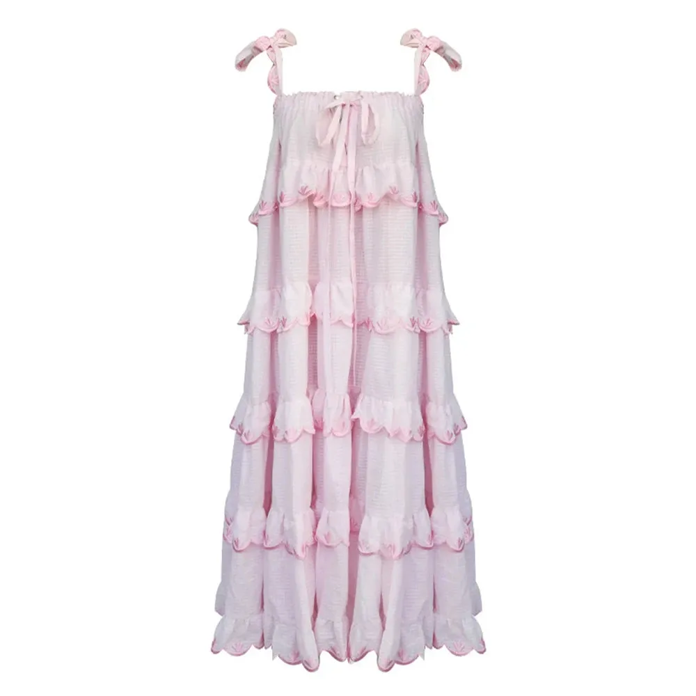 Sweet Solid Oversize Dresses For Women Square Collar Sleeveless Off Shoulder Loose Waist Mii Camisole Dress Female 2023 New