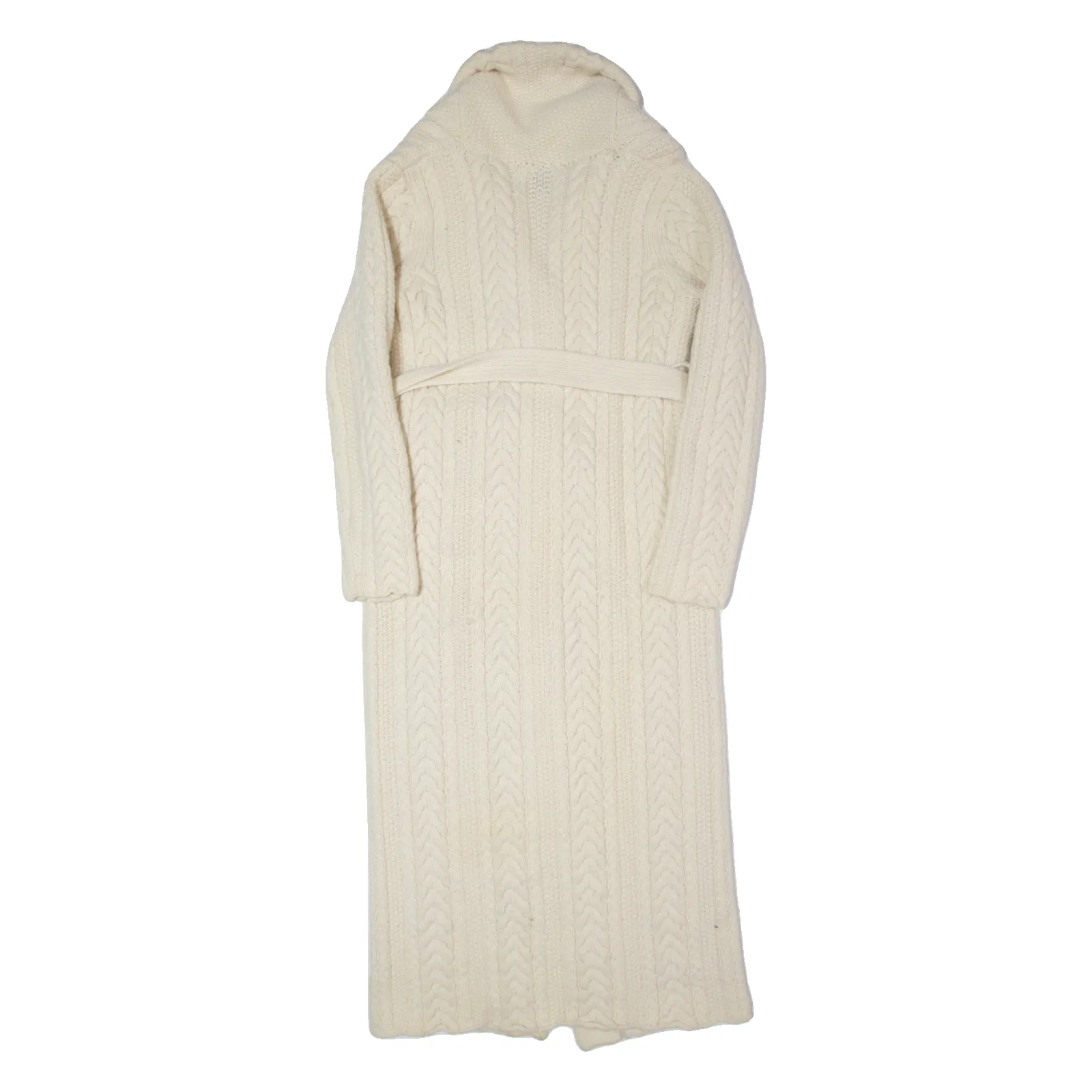 Vintage RALPH LAUREN POLO JEANS COMPANY Belted Womens Overcoat Coat Cream Knit Wool 90s M