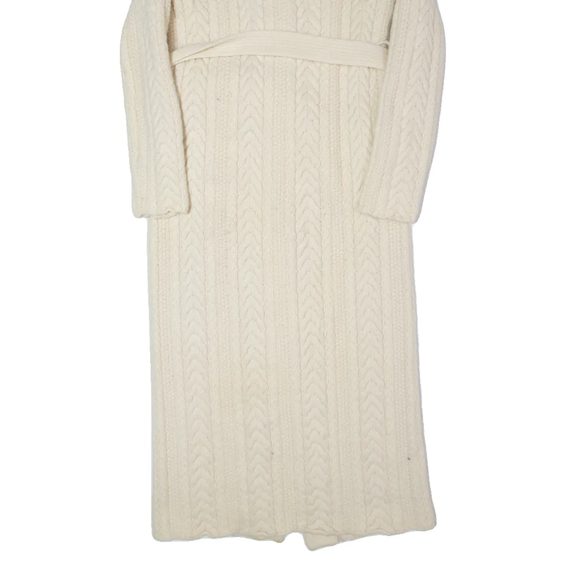 Vintage RALPH LAUREN POLO JEANS COMPANY Belted Womens Overcoat Coat Cream Knit Wool 90s M
