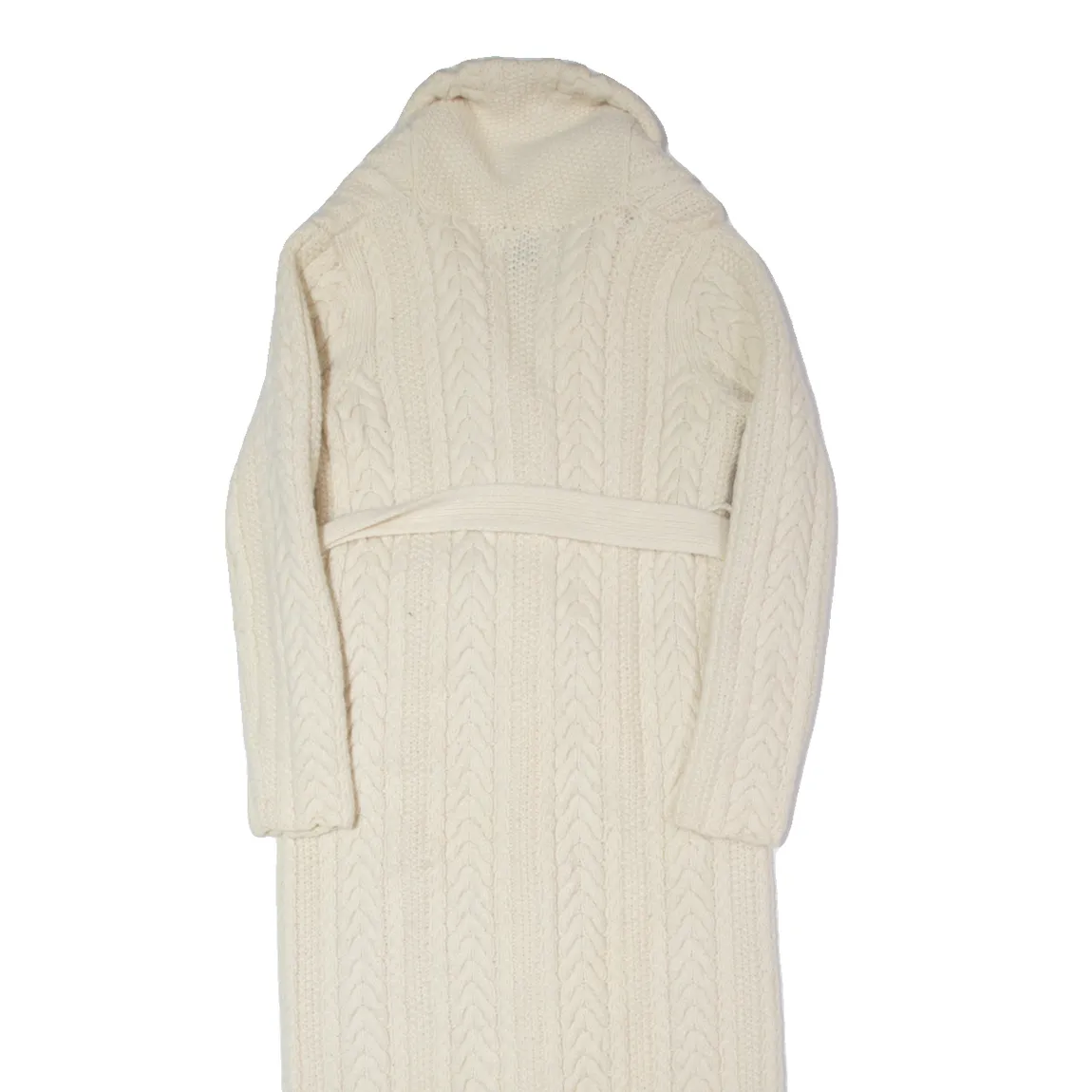 Vintage RALPH LAUREN POLO JEANS COMPANY Belted Womens Overcoat Coat Cream Knit Wool 90s M