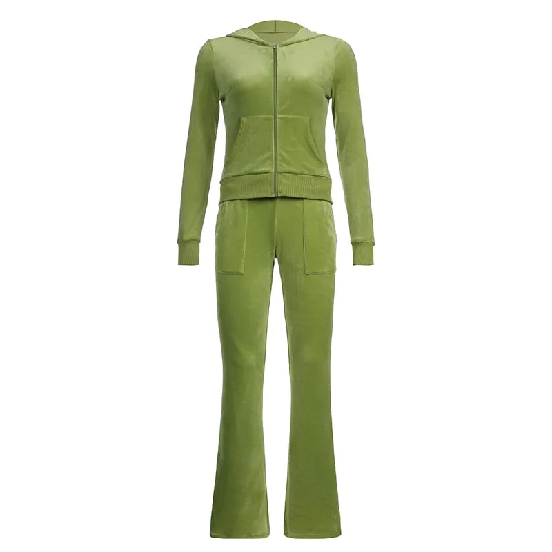 Voguable  Casual Velvet Crop Top Winter Jacket Women Green Pink Zip Up Hoodies Coats Ladies Fashion Skinny Overcoat Streetwear