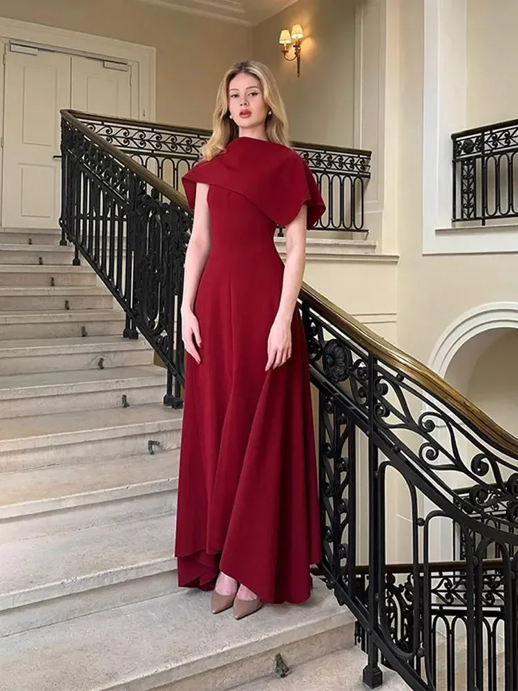 Wenkouban Elegant Women's Patchwork Maxi Dress With Shawl Retro Solid Contrasting Sleeveless Midi Robe 2024 New Lady Party Evening Dresses