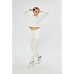 White Oversized Printed Joggers